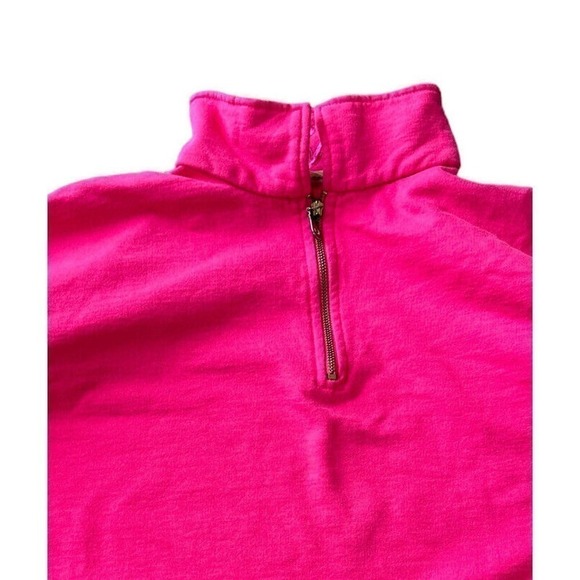 VICTORIAS Secret‎ Cropped 1/4 Zip Sweatshirt Drawstring Pink with Gold 90s Y2K - Picture 8 of 10